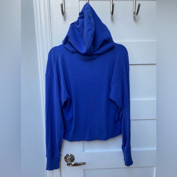 Terez blue ribbed zip up cropped hoodie - Picture 7 of 7